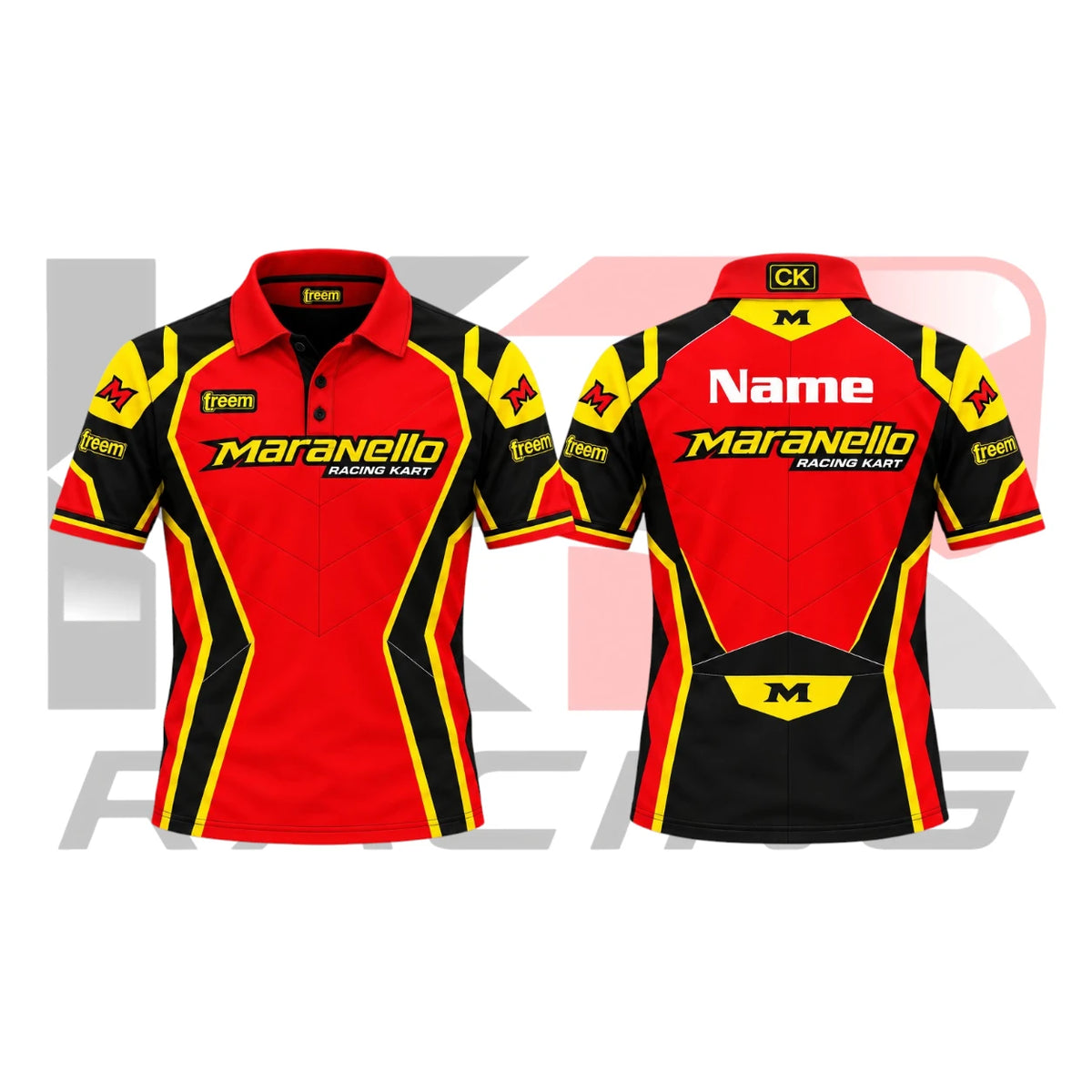 Maranello Kart Racing Team Polo Shirt Yellow & Red & Black