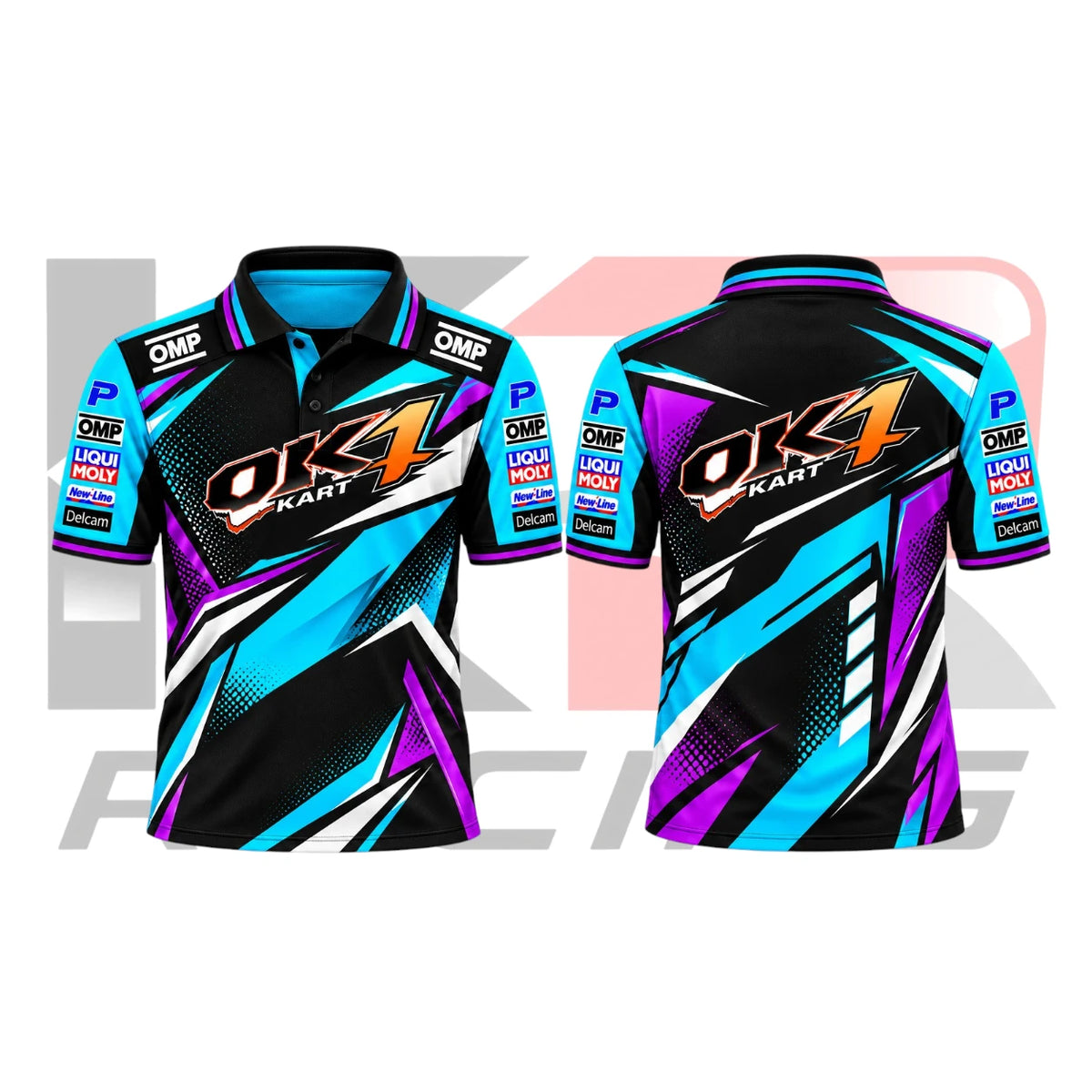 OK1 Kart Racing Team Polo Shirt Purple & Blue & Black