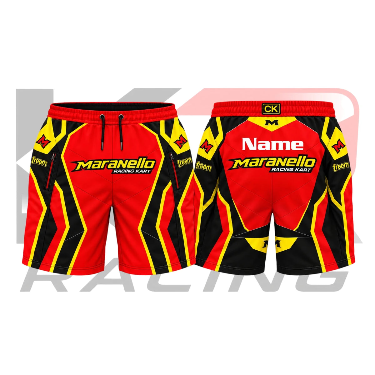 Maranello Kart Racing Team Shorts Red & Black & Yellow
