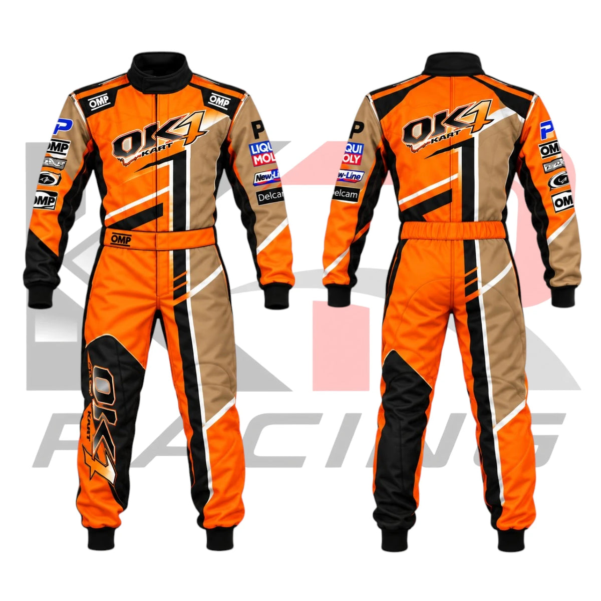 New OK1 Kart Racing Team Suit White & Brown
