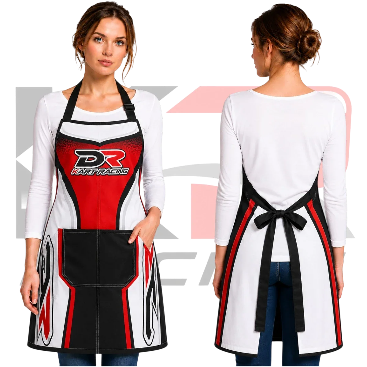 DR Kart Racing Apron Red & White & Black