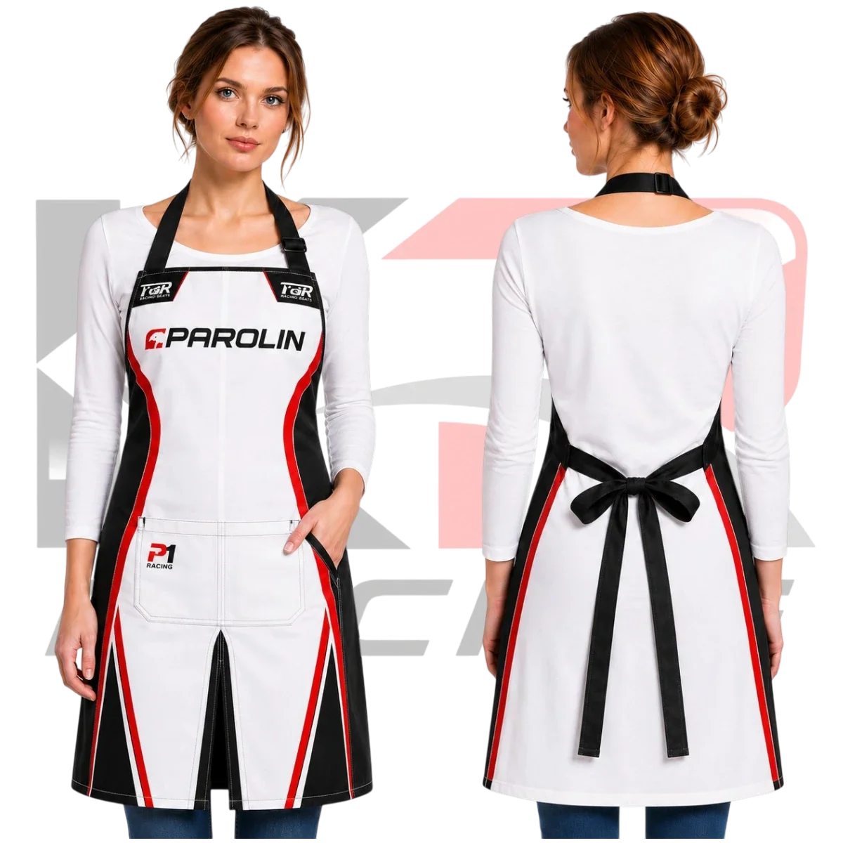 OMP Parolin Kart Racing Apron White & Red & Black