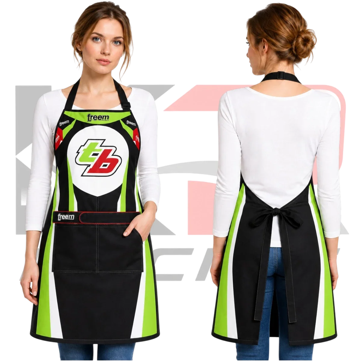 Freem TB Kart Racing Apron Green & White & Red