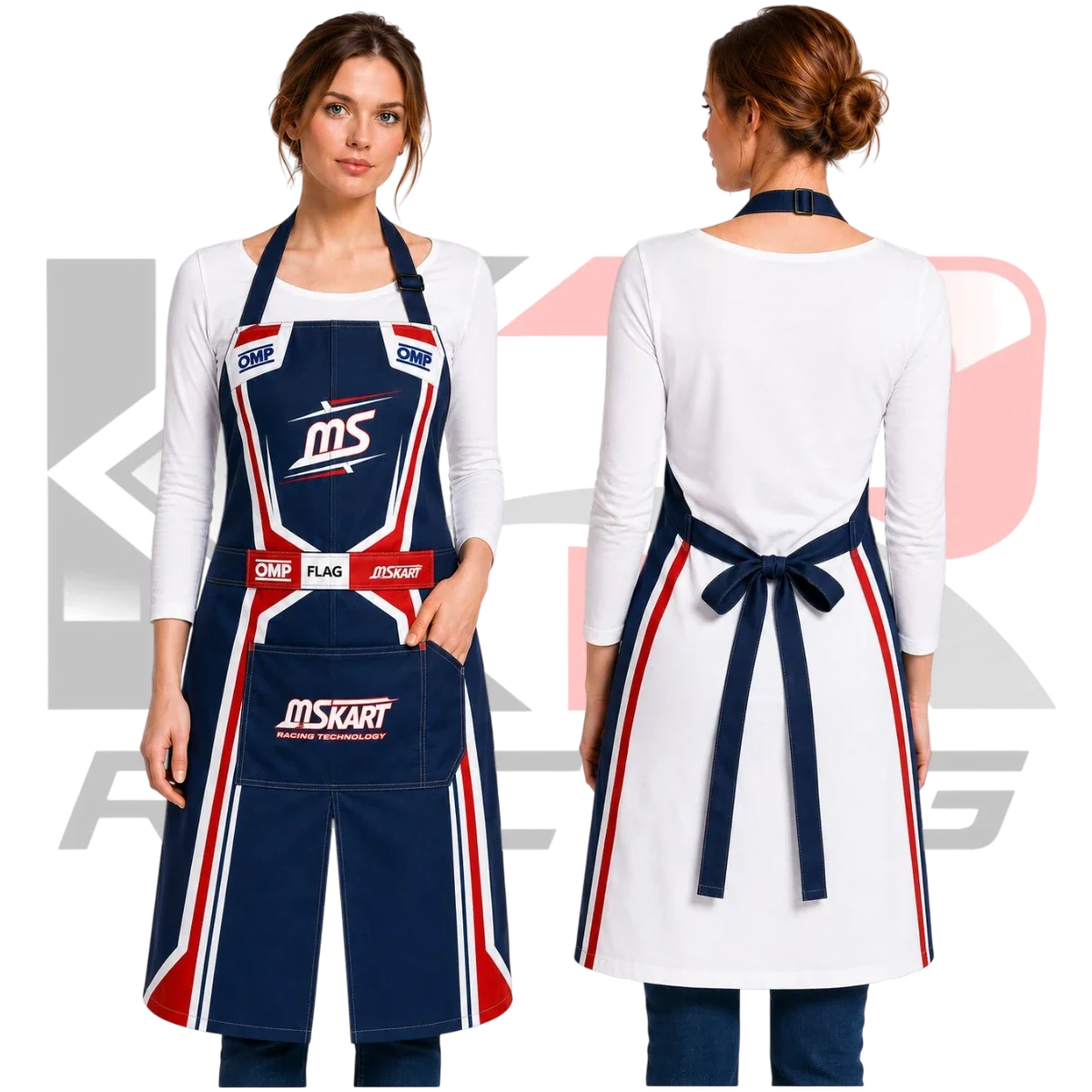 OMP MS Kart Racing Apron Red & White & Blue