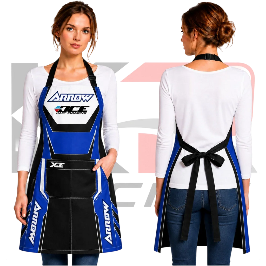 Arrow Kart Racing Apron Blue & White & Black