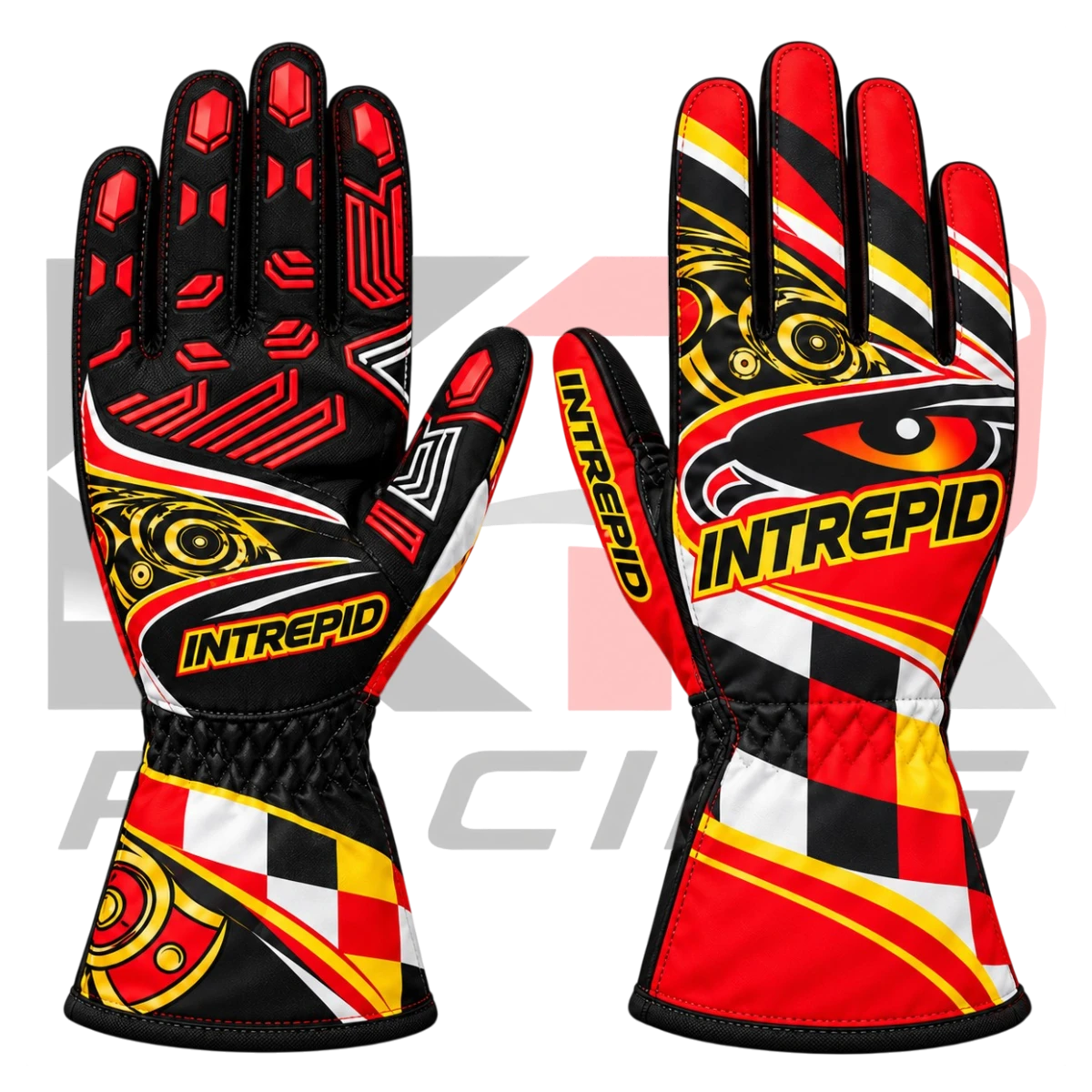 New Intrepid Kart Racing Team Gloves Black & Orange