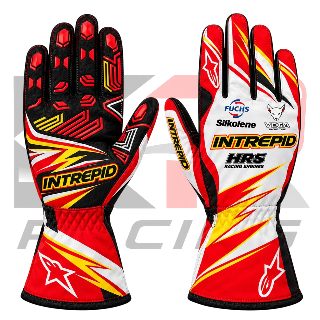 Intrepid Kart Racing Team Gloves White & Red