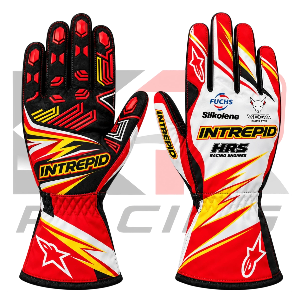 Intrepid Kart Racing Team Gloves White & Red