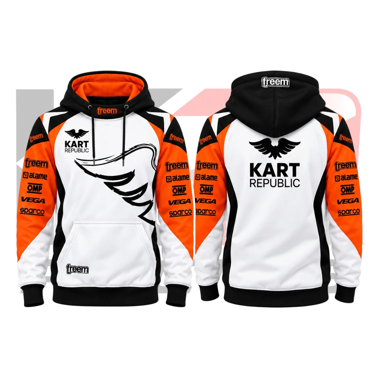 New Kart Republic Karting Team Hoodie Orange & White