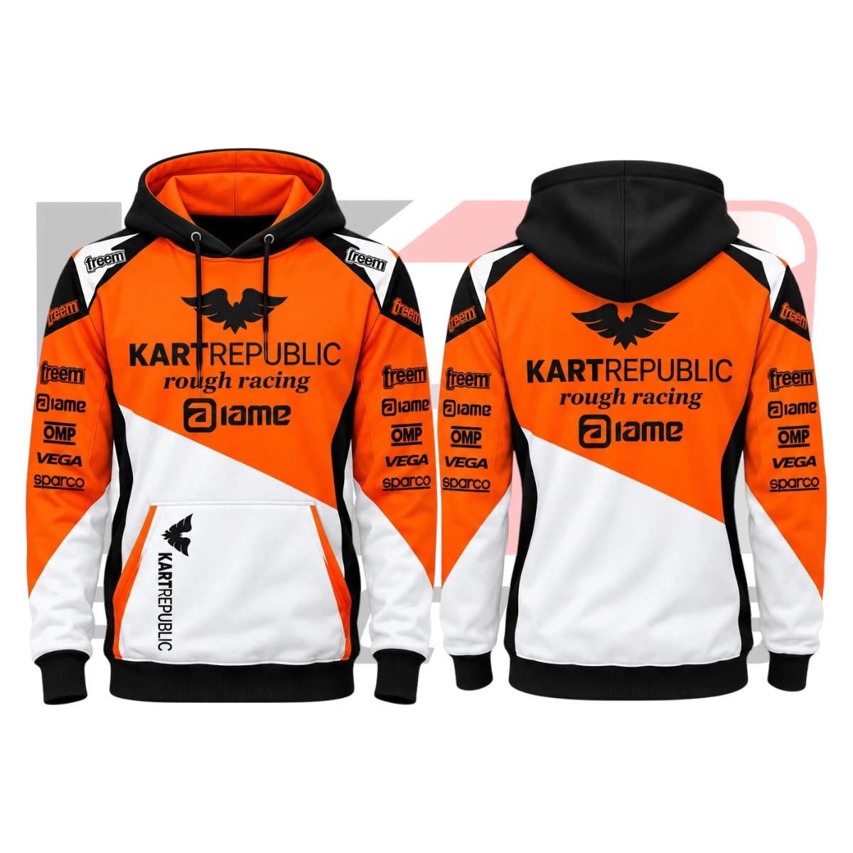 New Kart Republic Karting Team Hoodie Orange, White & Black