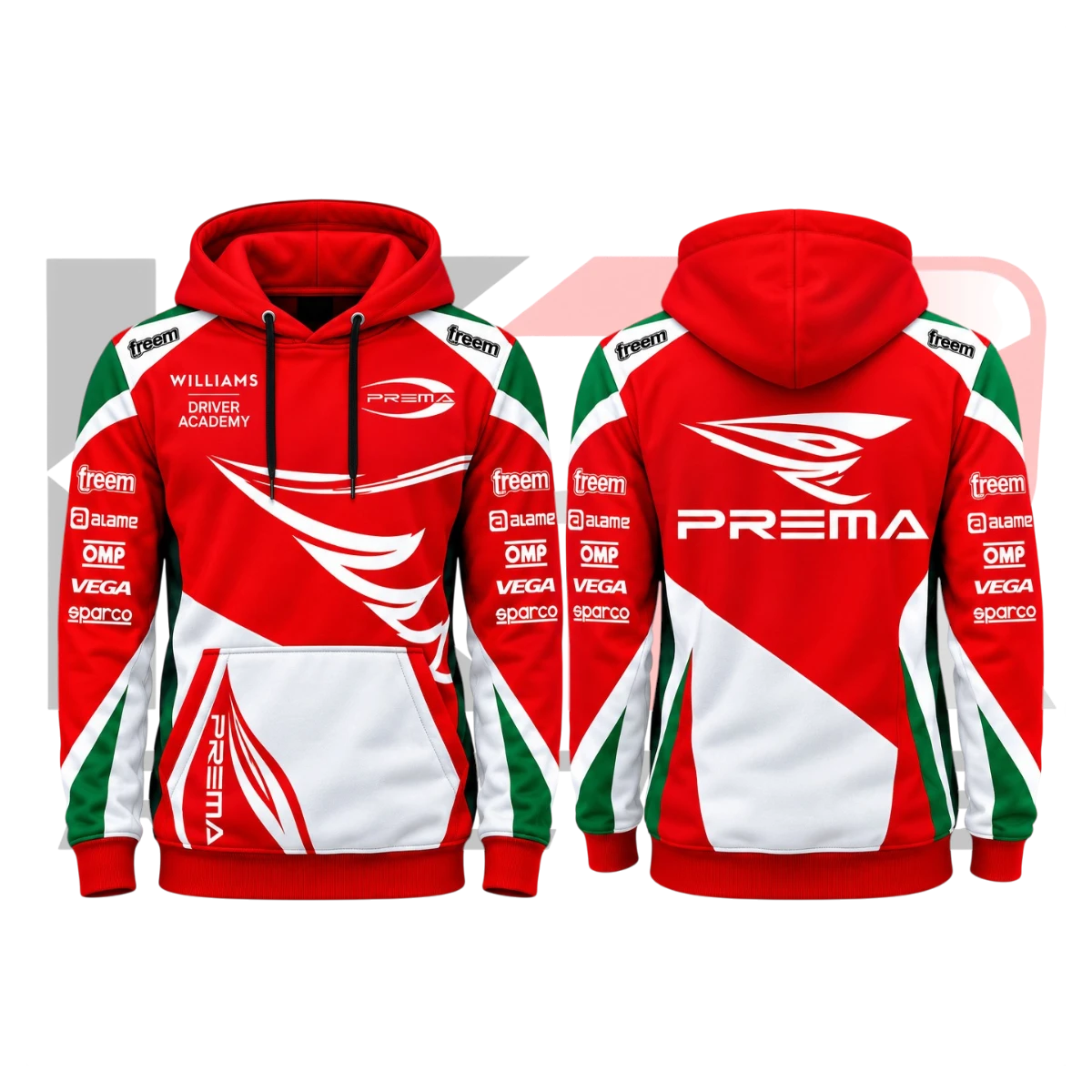 New Kart Republic Karting Team Hoodie White, Red & Green