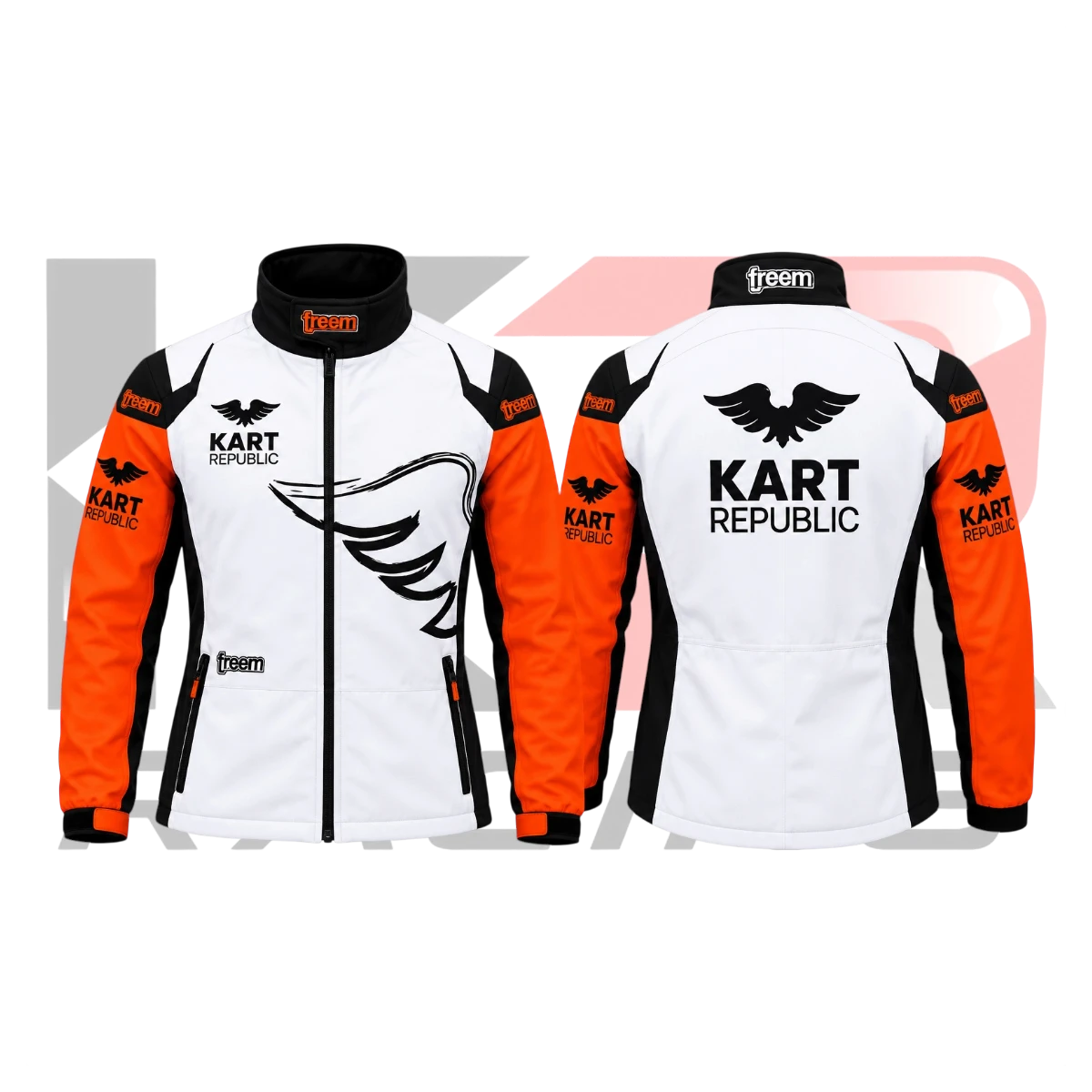 New Kart Republic Karting Team Jacket White & Orange
