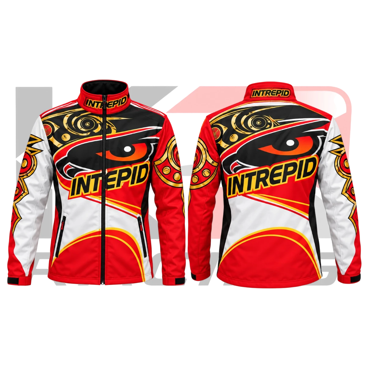 New 2025 Intrepid Kart Racing Team Jacket Black & Orange