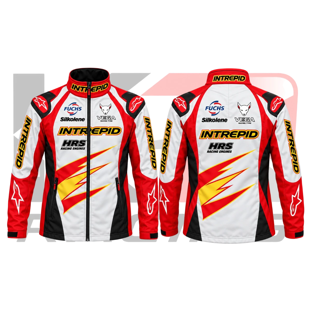 New Intrepid Kart Racing Team Jacket Black, Red & White