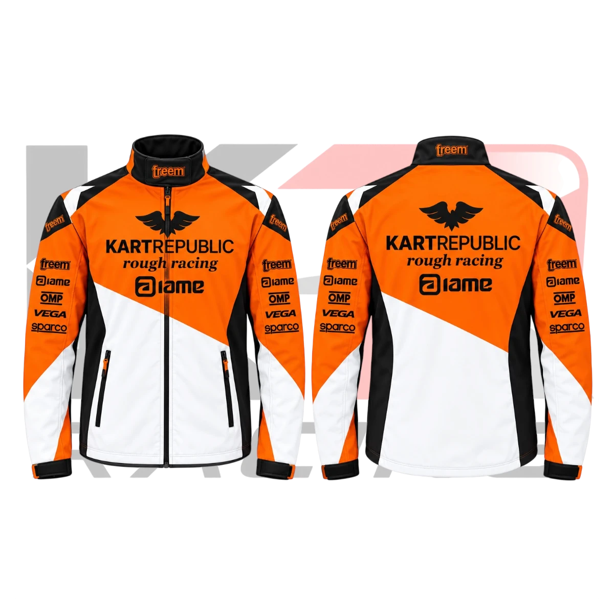 New Kart Republic Karting Team Jacket White, Orange & Black