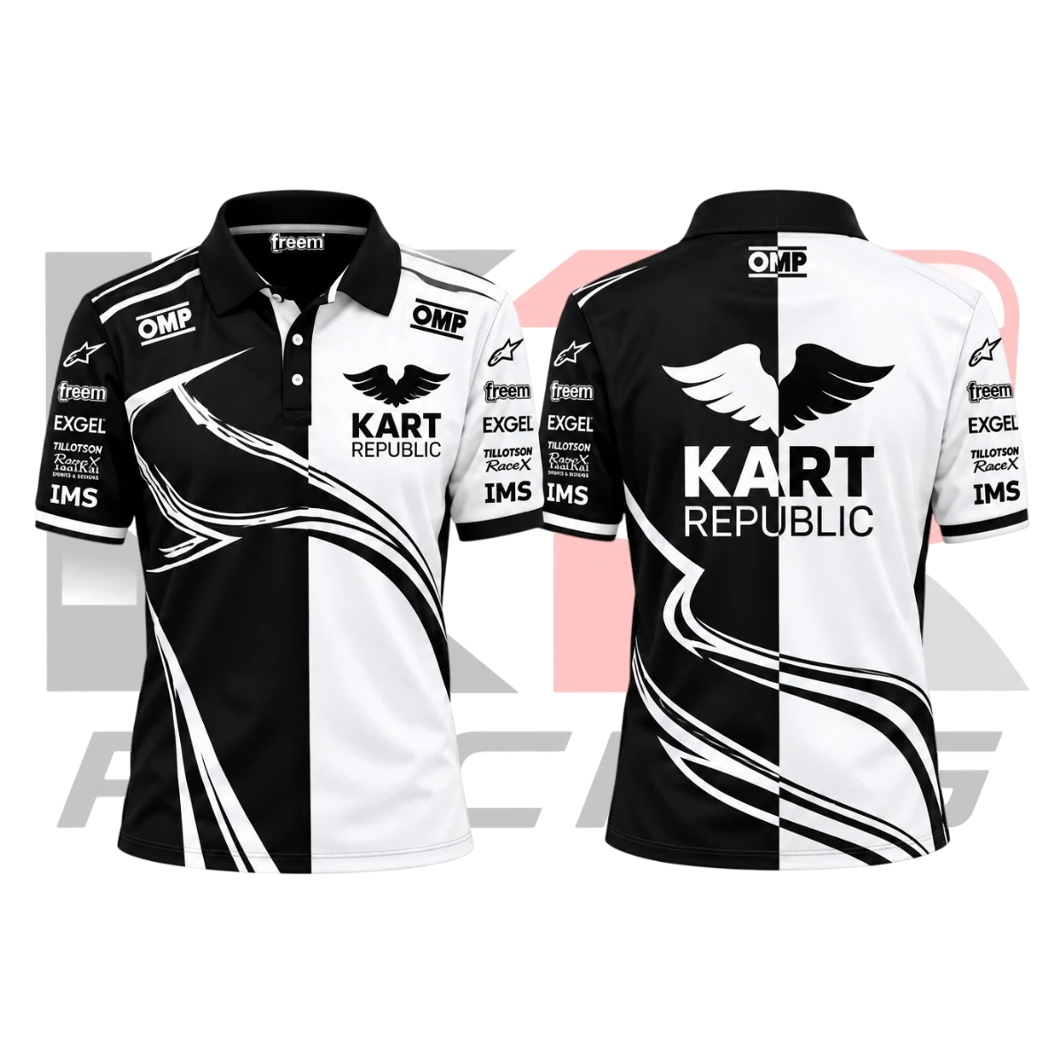 New Kart Republic Karting Team Polo Shirt White & Black