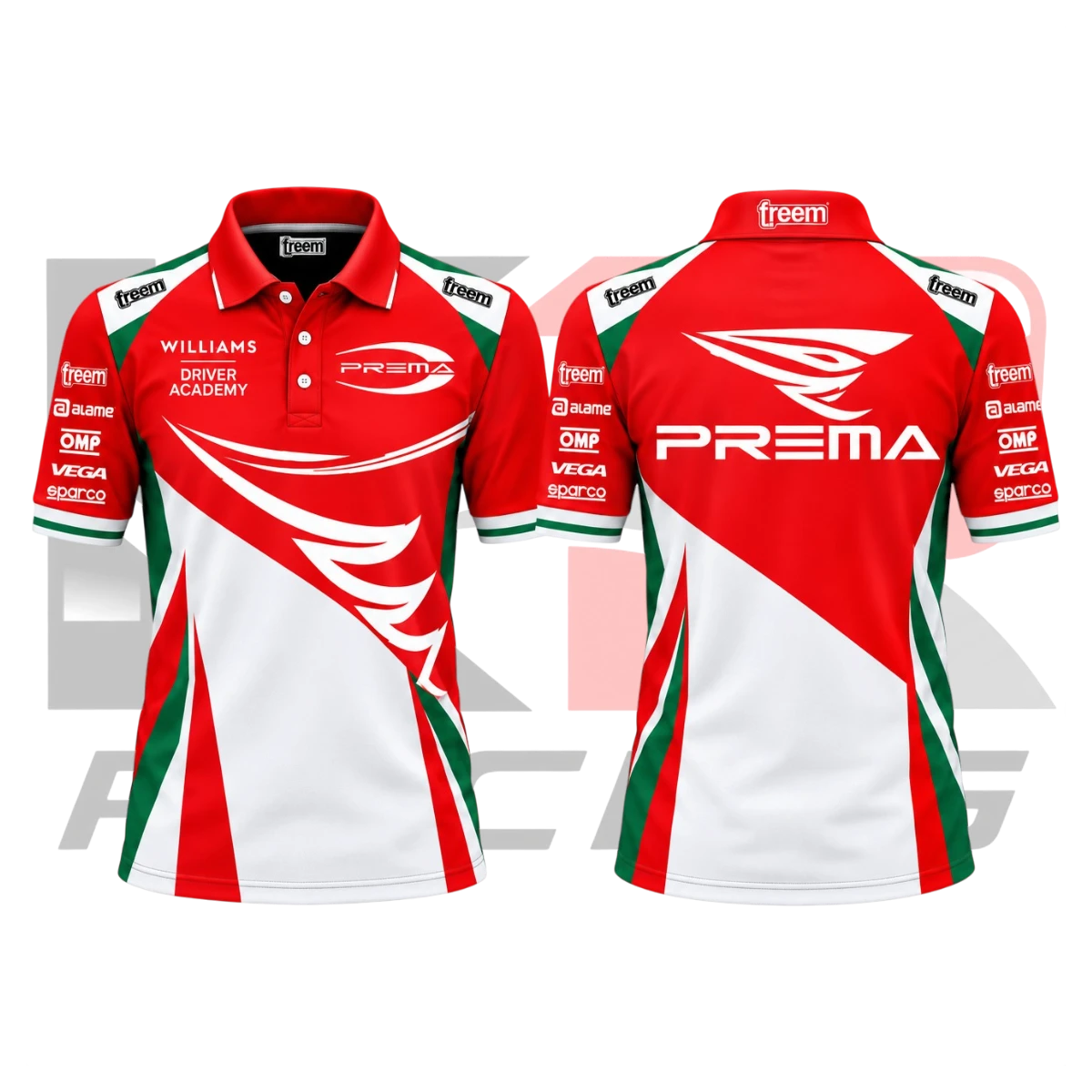 New Kart Republic Karting Team Polo Shirt White, Red & Green