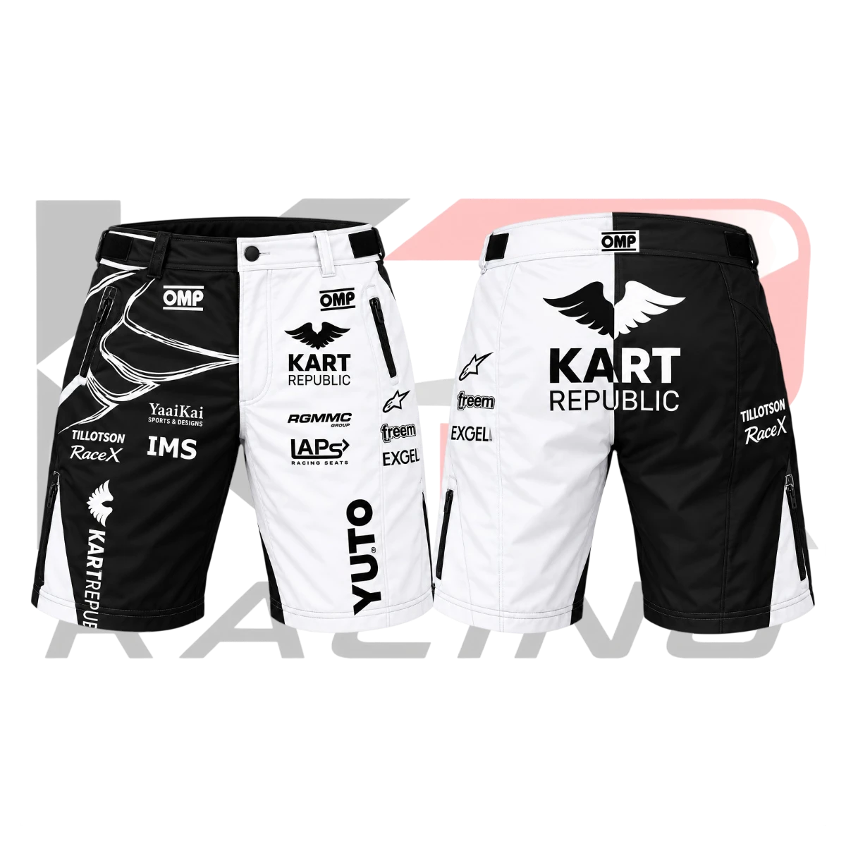 New Kart Republic Karting Team Shorts White & Black