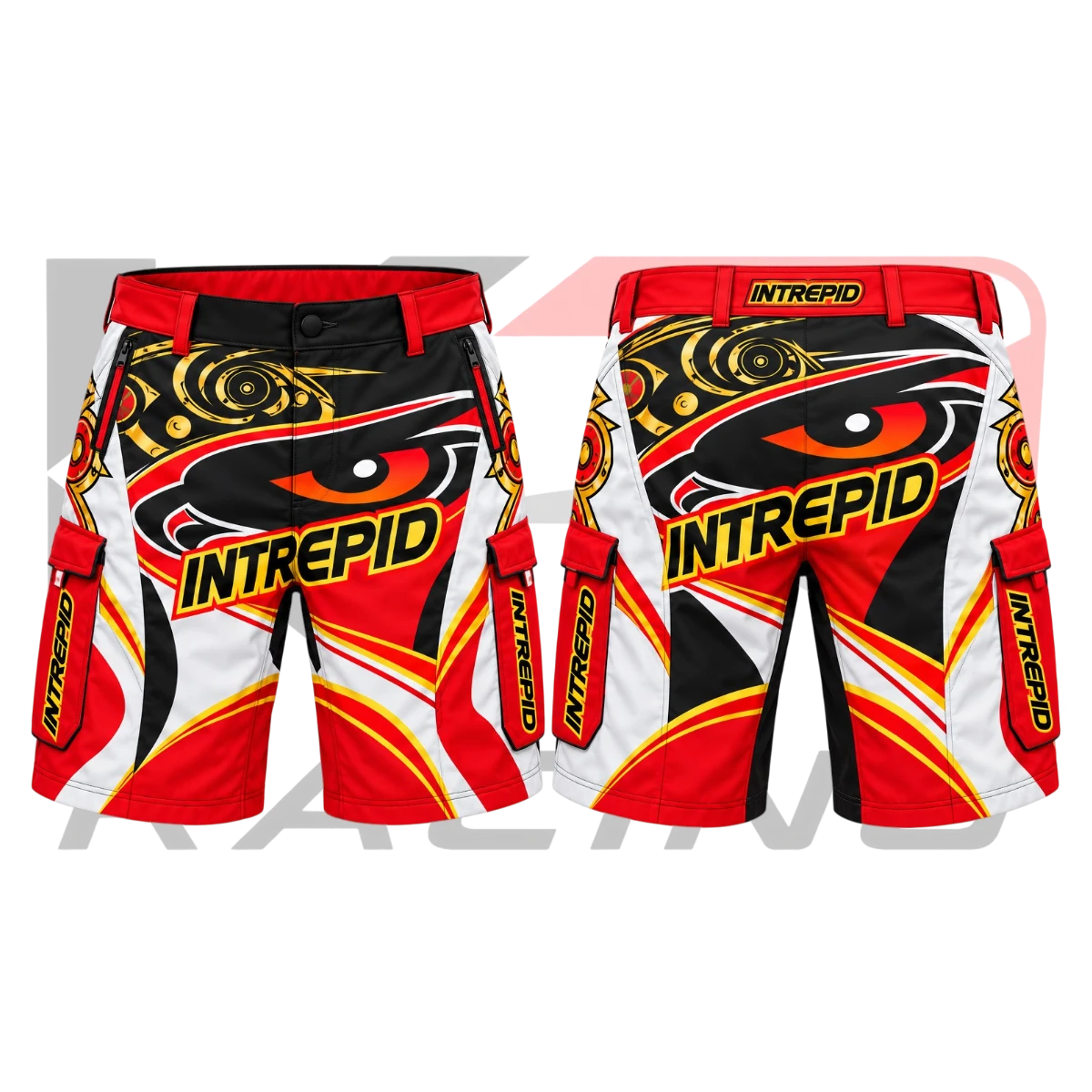 2025 Intrepid Kart Racing Team Shorts Black & Orange