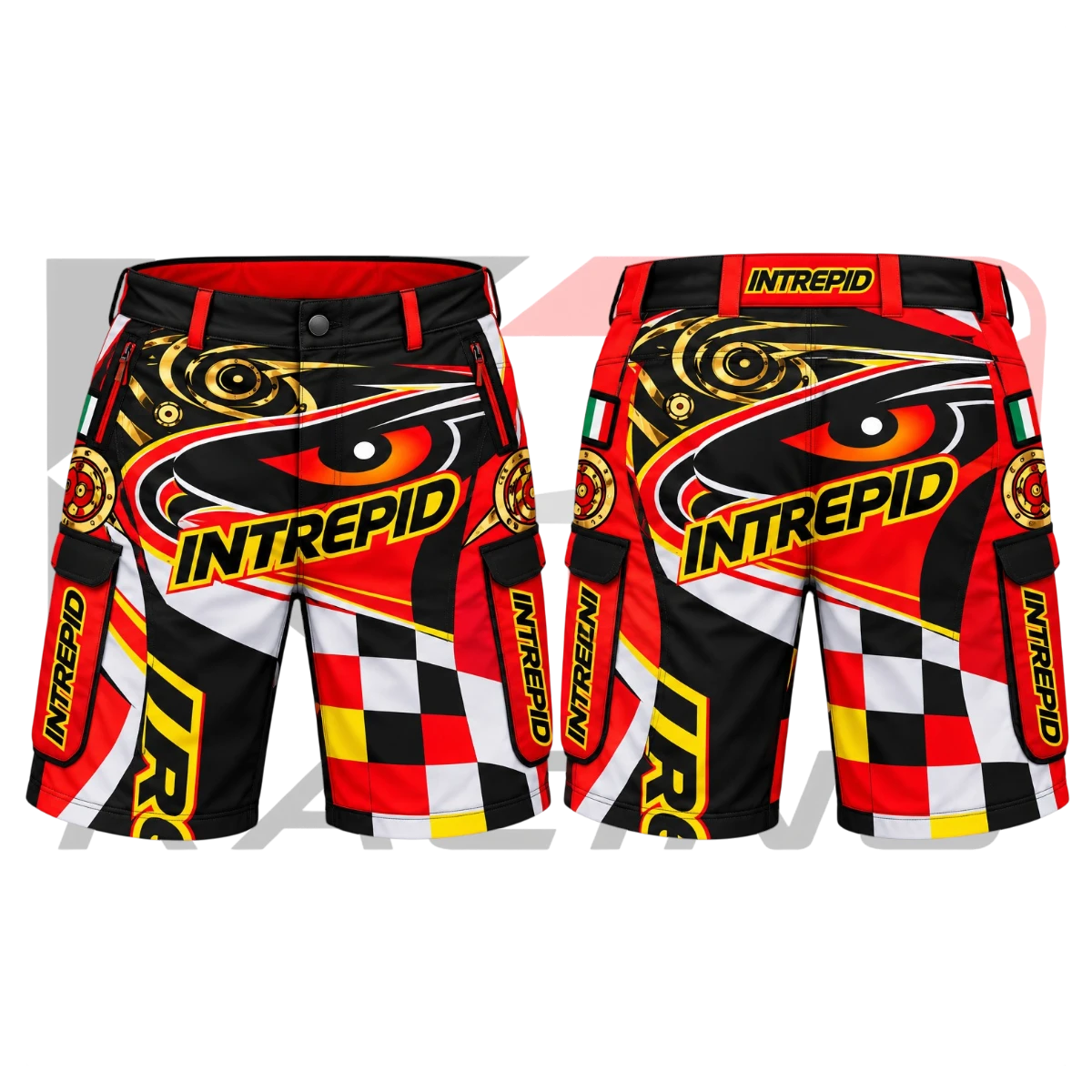 Intrepid Kart Racing Team Short Black & White & Orange