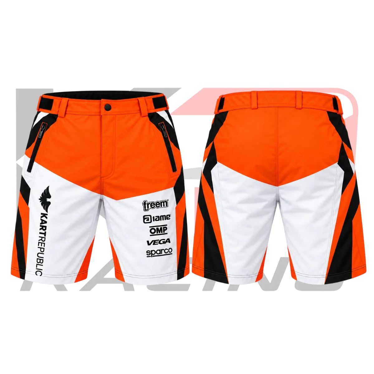 New Kart Republic Karting Team Shorts White & Orange