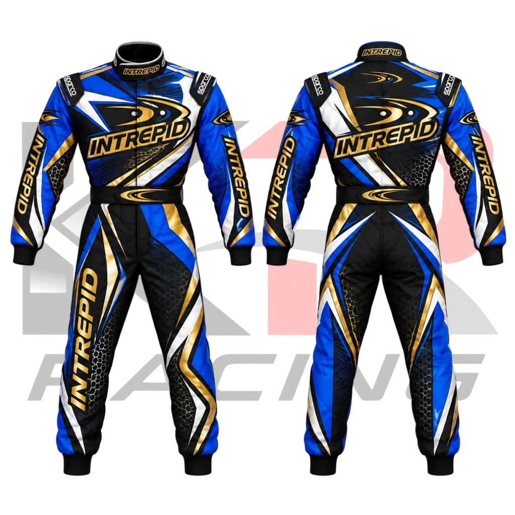 New Intrepid Kart Racing Team Suit Black & Gold
