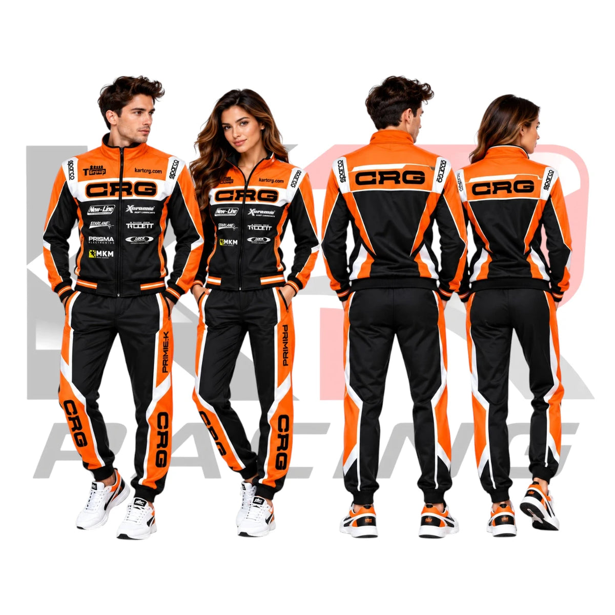 CRG Kart Racing Team Tracksuit – Orange, Black & White