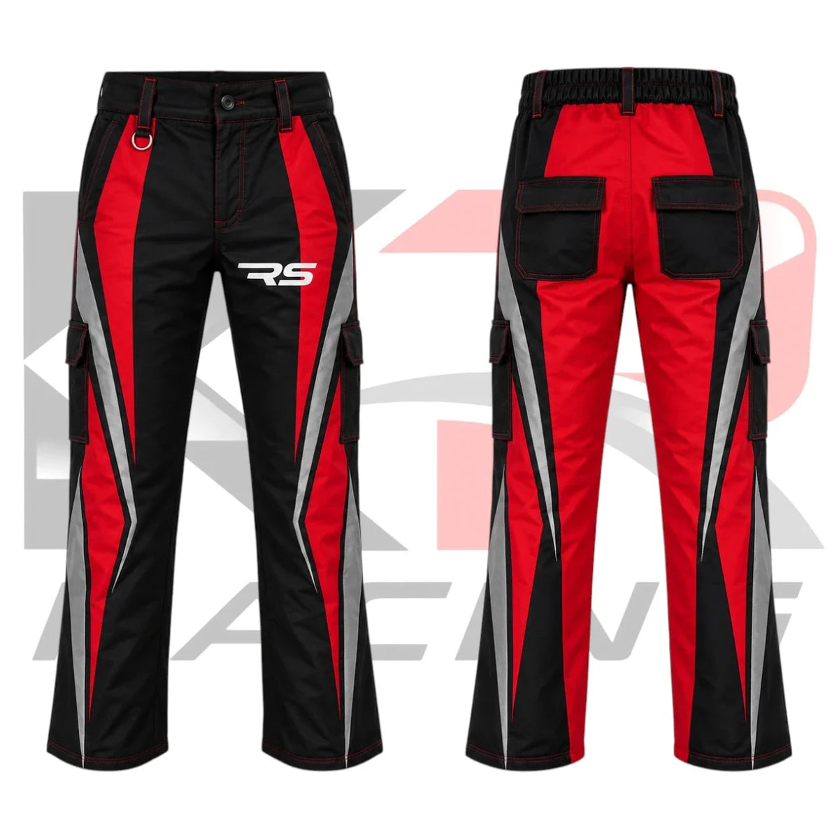 RS Kart Racing Team Mechanic Trousers Black, Red & Gray