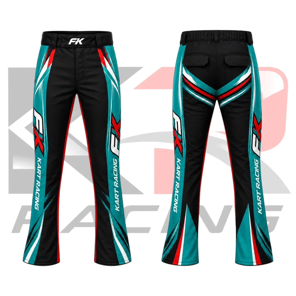 FK Kart Racing Team Mechanic Trousers Black & Teal