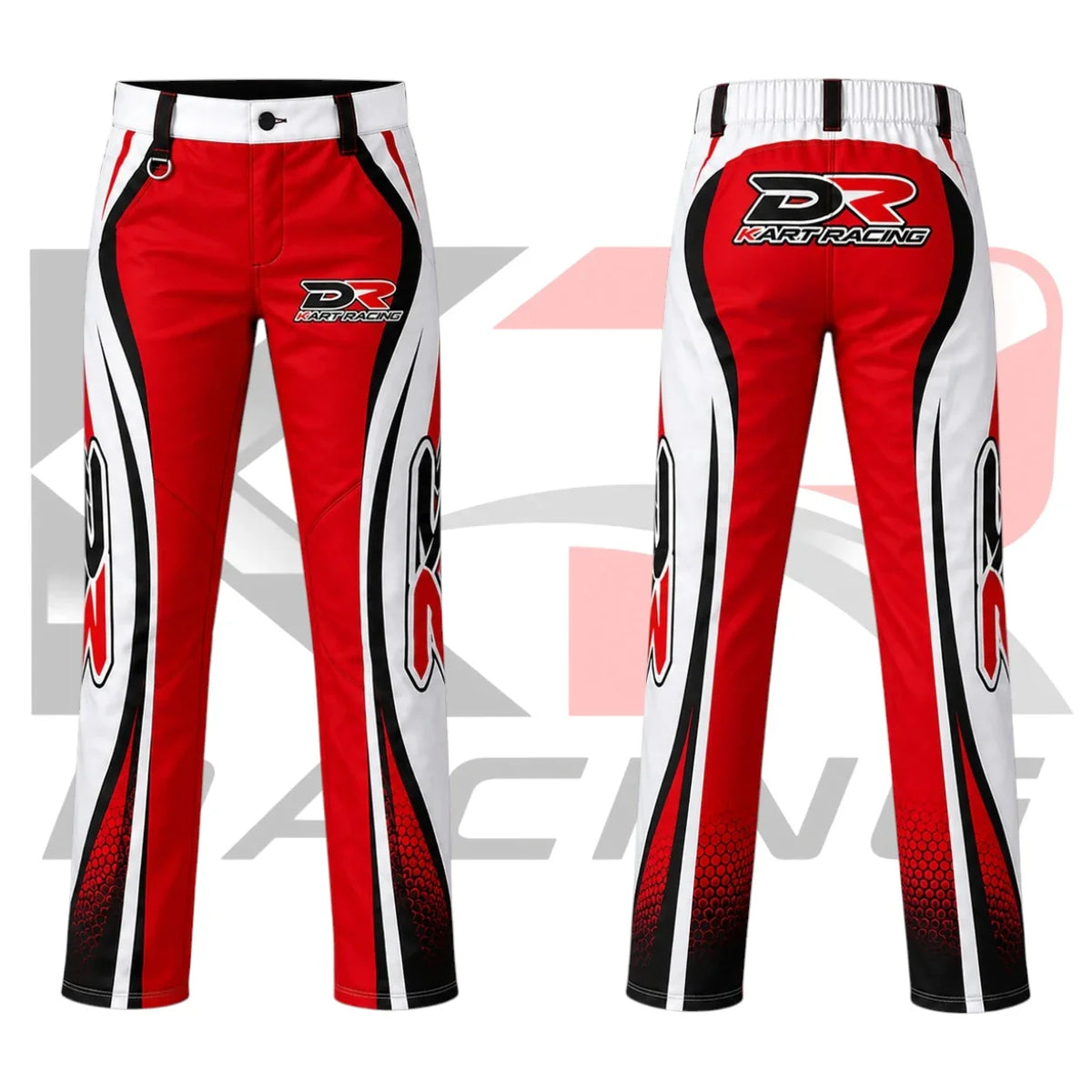 DR Kart Racing Team Mechanic Trousers Pant Red White & Black