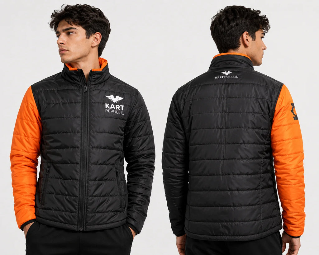 Kart Republic Kart Racing Puffer Jacket – Black & Orange