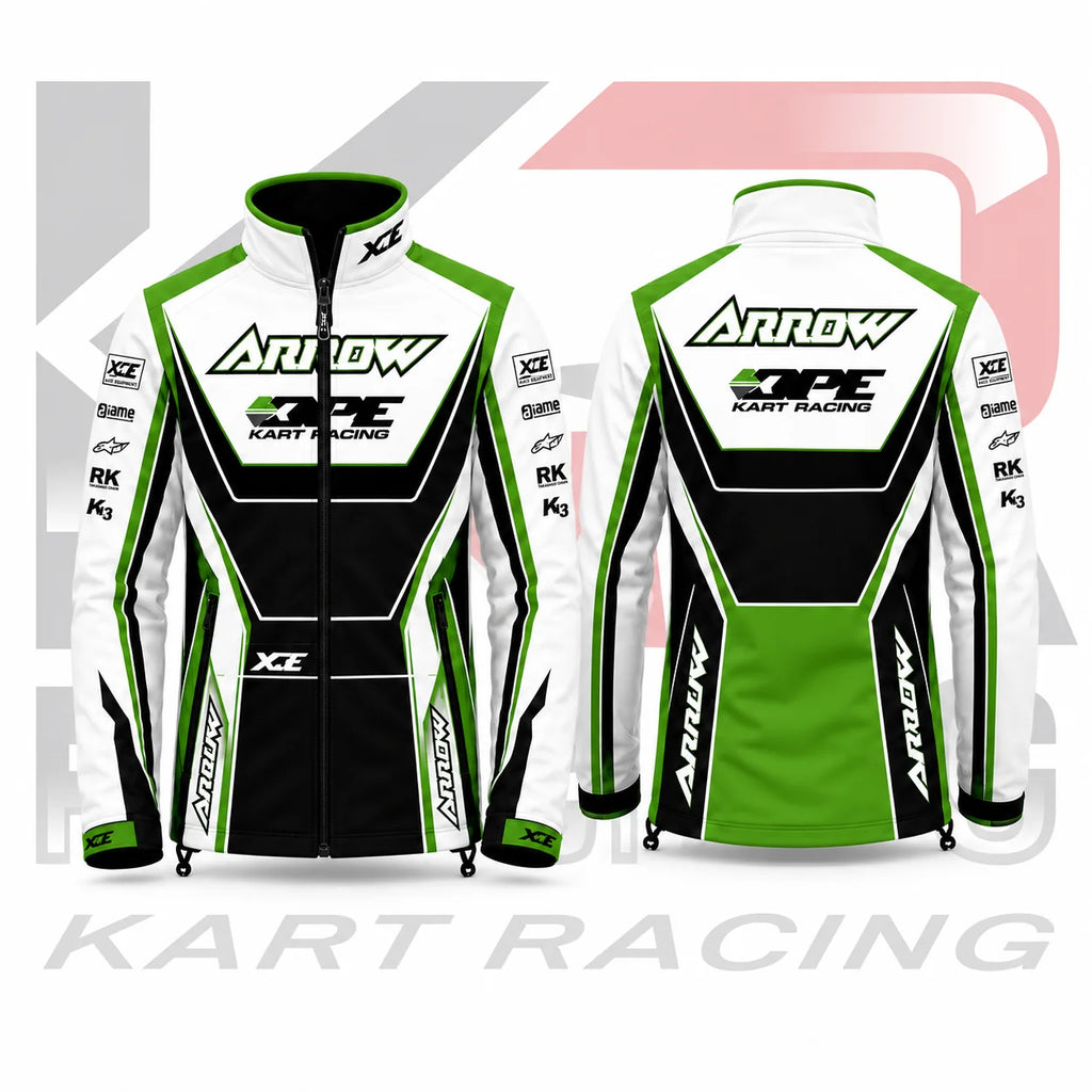 Arrow Kart Racing Softshell Jacket – Green White Black