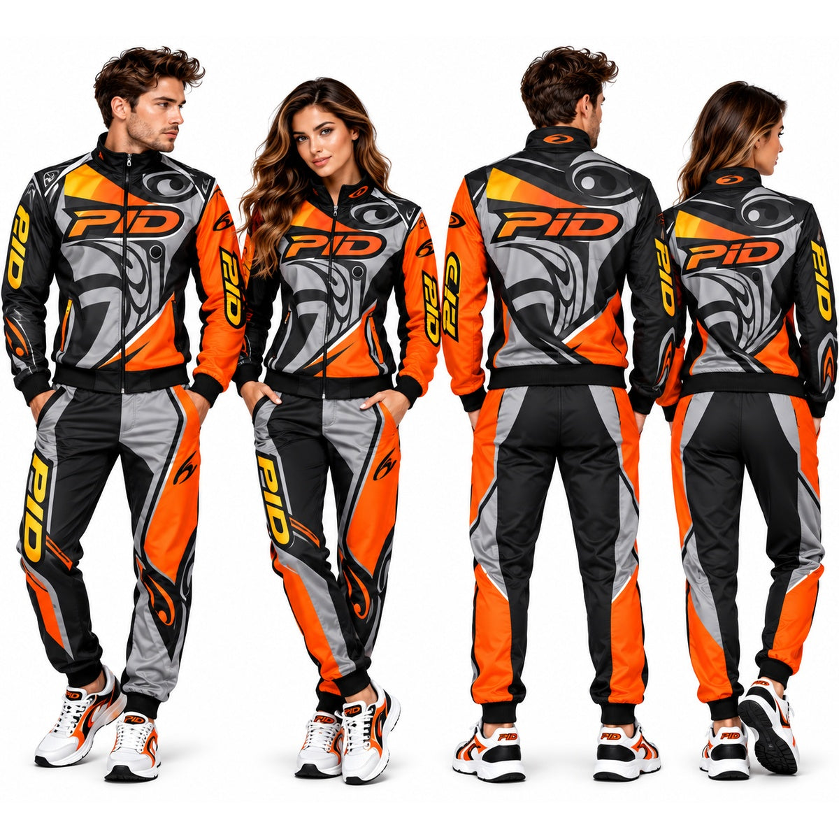 Intrepid Kart Racing Team Tracksuit – Black, Grey & Fluorescent Orange