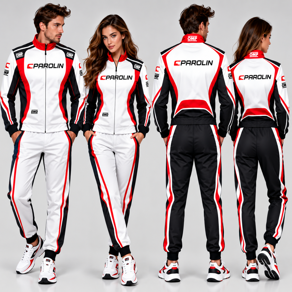 Parolin Kart Racing Team Tracksuit – White, Black & Red
