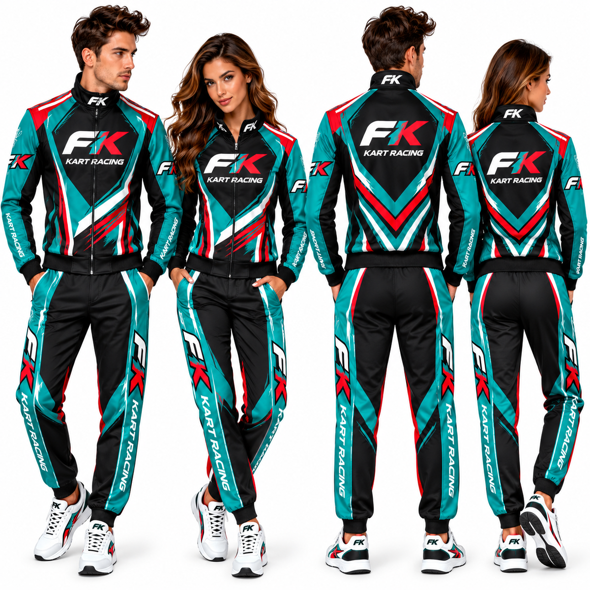 FK Kart Racing Team Tracksuit – Black, Teal & Red