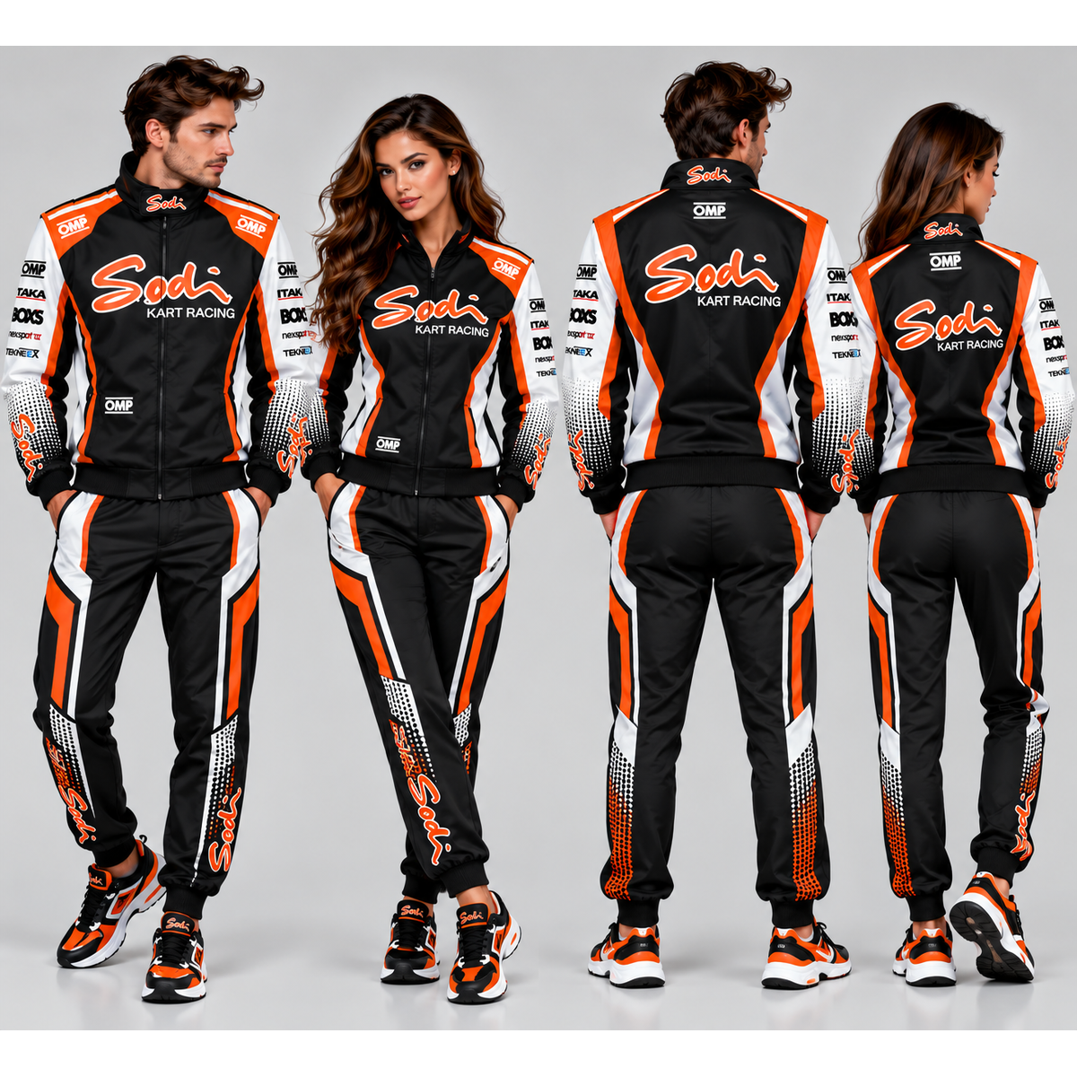 Sodi Kart Racing Team Tracksuit – Black, Orange & White