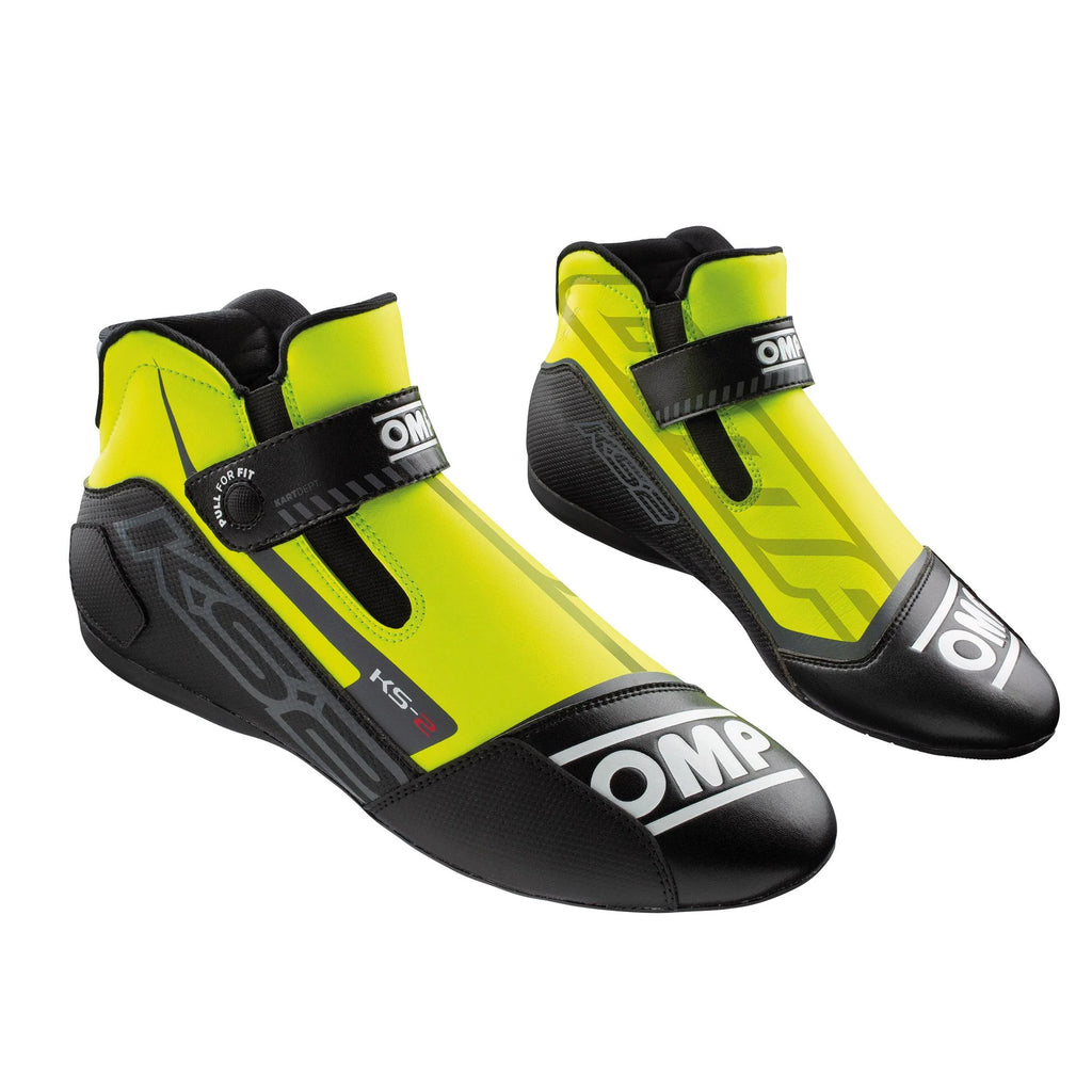 OMP KS-2 Kart Racing Shoes Black - Neon Yellow