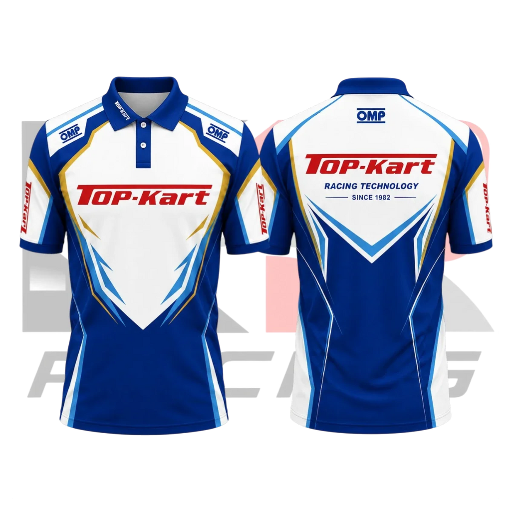 OMP Top-Kart Racing Polo Shirt Blue & White