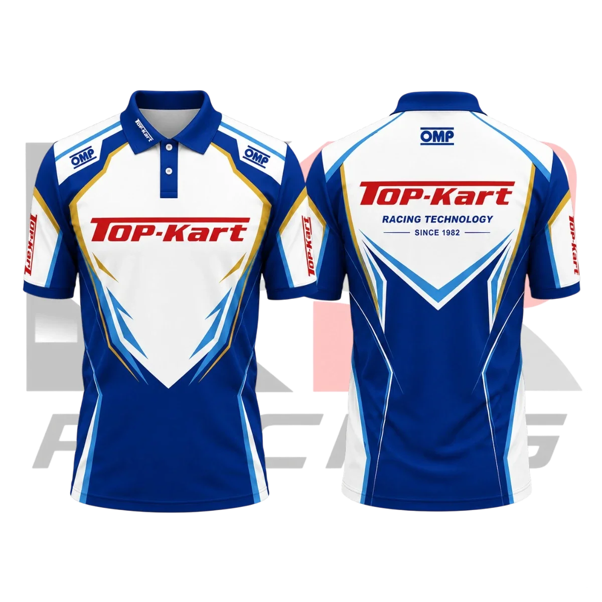 OMP Top-Kart Racing Polo Shirt Blue & White