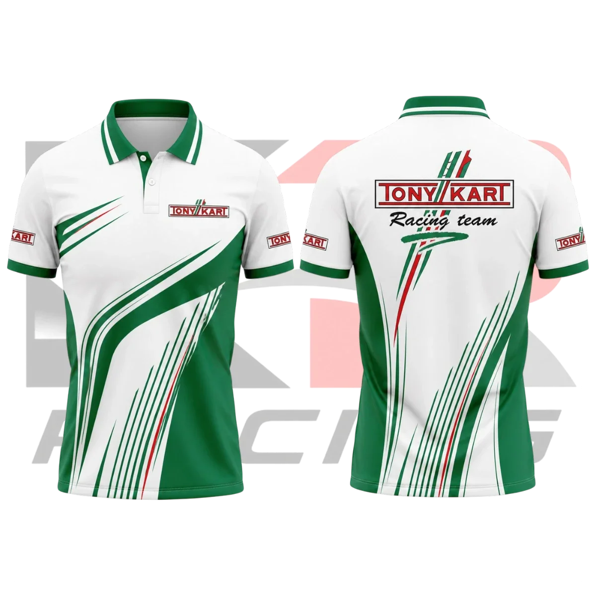 Tony Kart Racing Team Polo Shirt Green & White