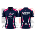 OMP Kosmic Kart Racing Polo Shirt Navy Blue & White & Pink