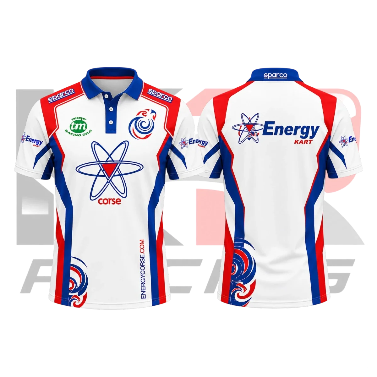 Sparco Energy Kart Racing Polo Shirt Blue & White & Red