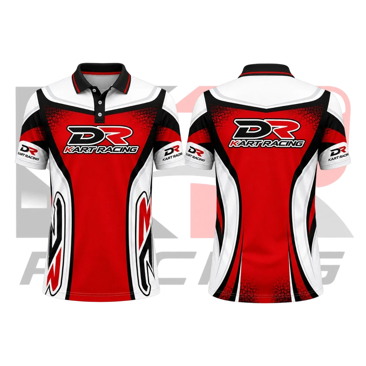 DR Kart Racing Polo Shirt Blue & White & Red