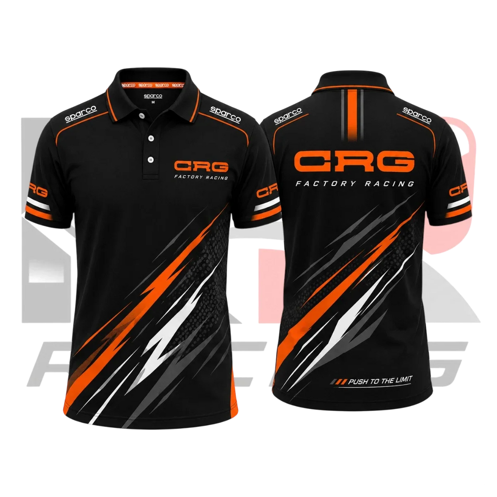 CRG Factory Kart Racing Polo Shirt Black & Orange
