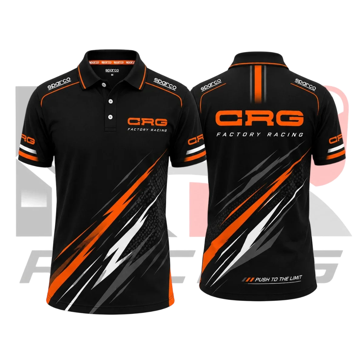 CRG Factory Kart Racing Polo Shirt Black & Orange