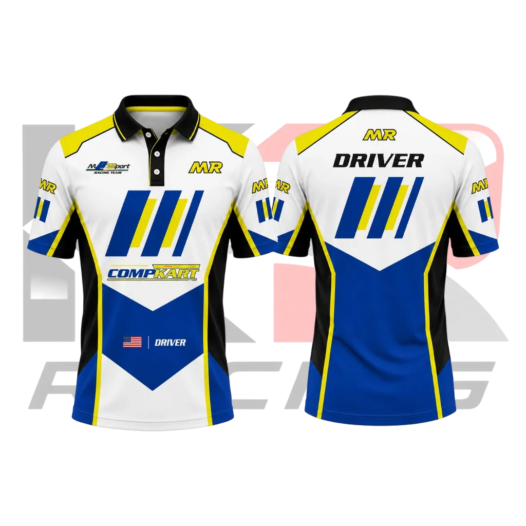 MIR Kart Racing Team Polo Shirt Blue & White