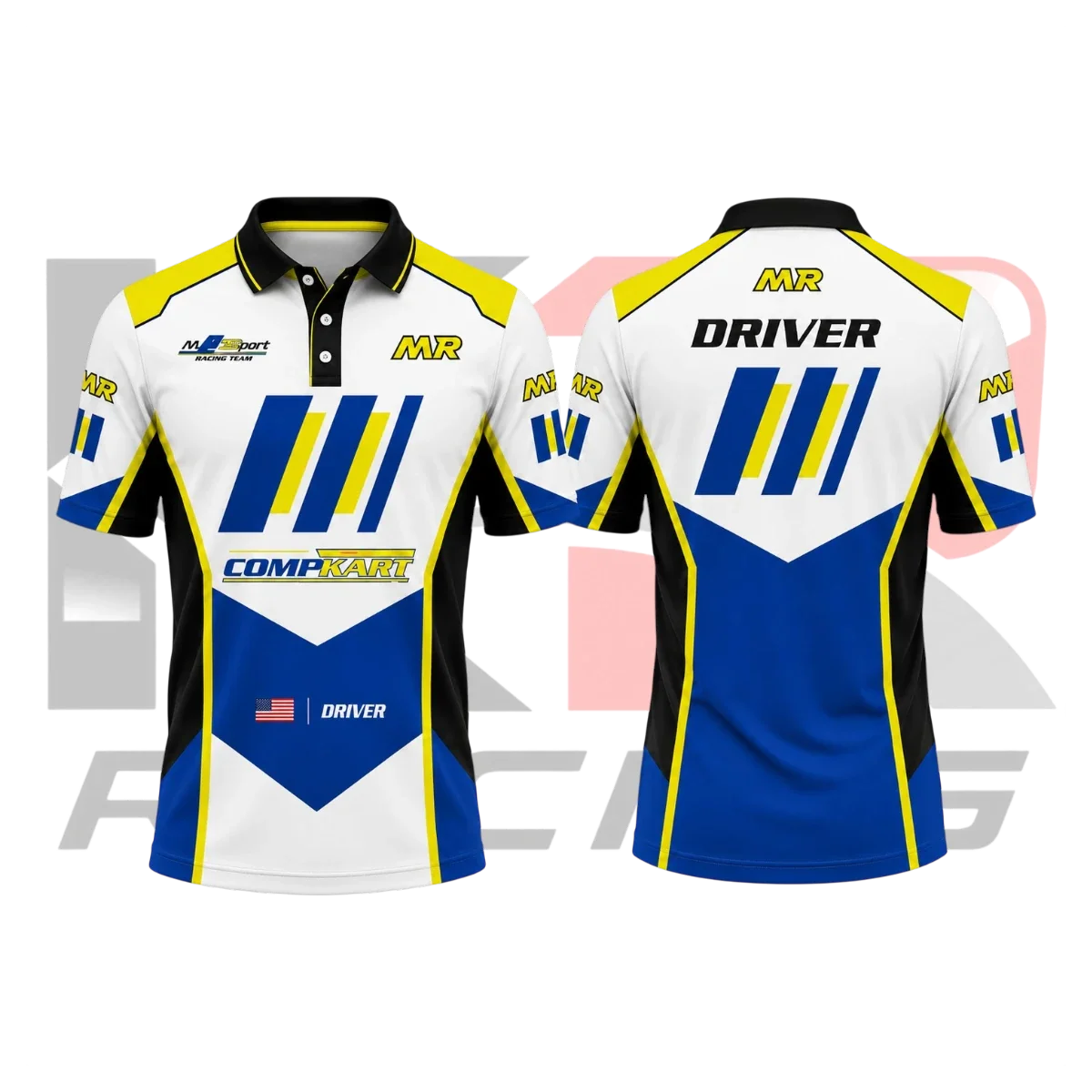 MIR Kart Racing Team Polo Shirt Blue & White