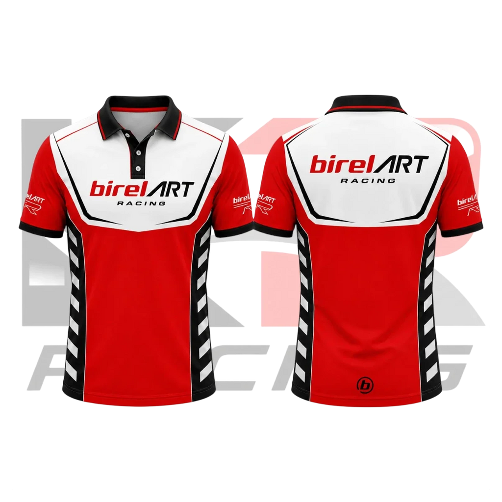 Birel ART Kart Racing Polo Shirt Red & Black & White