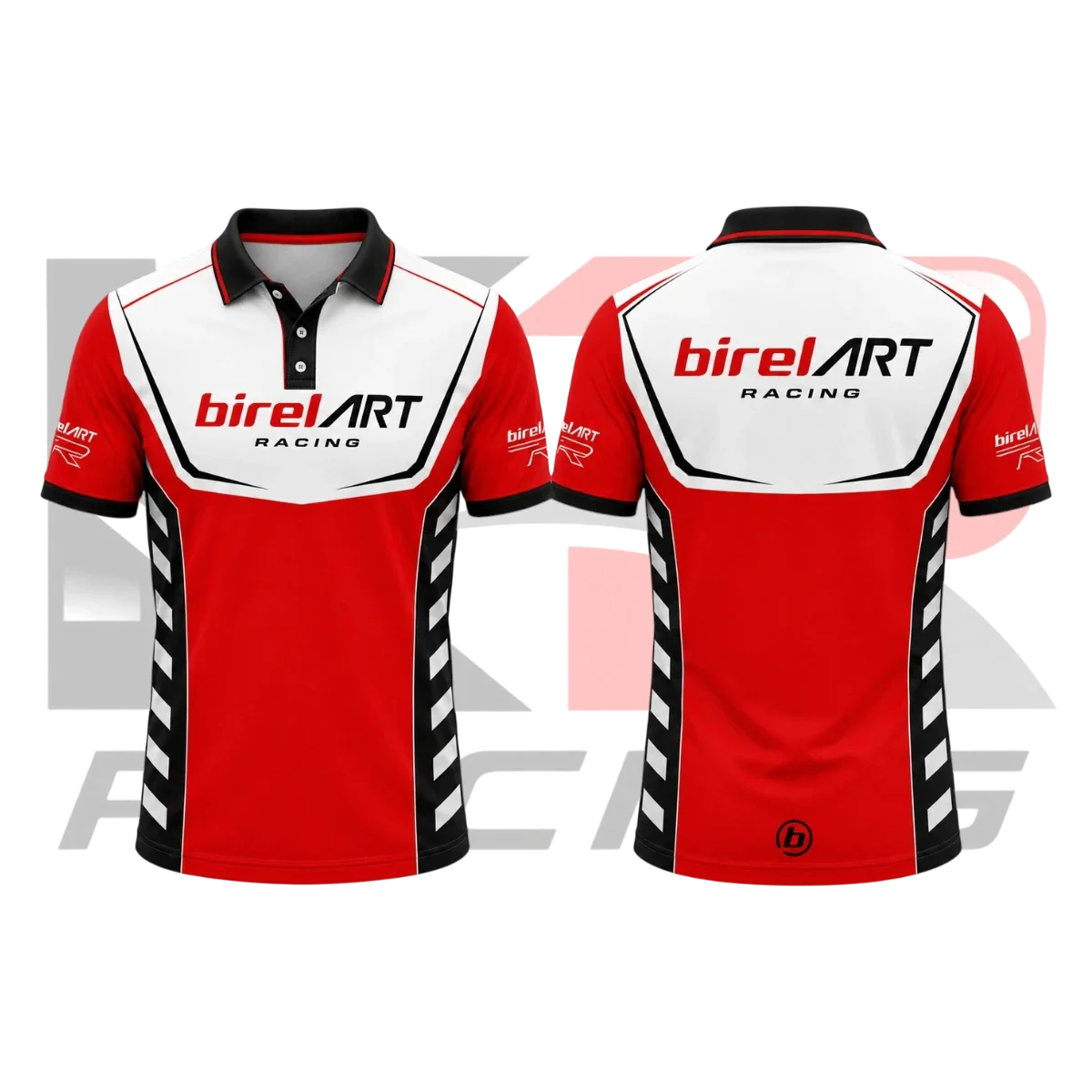 Birel ART Kart Racing Polo Shirt Red & Black & White