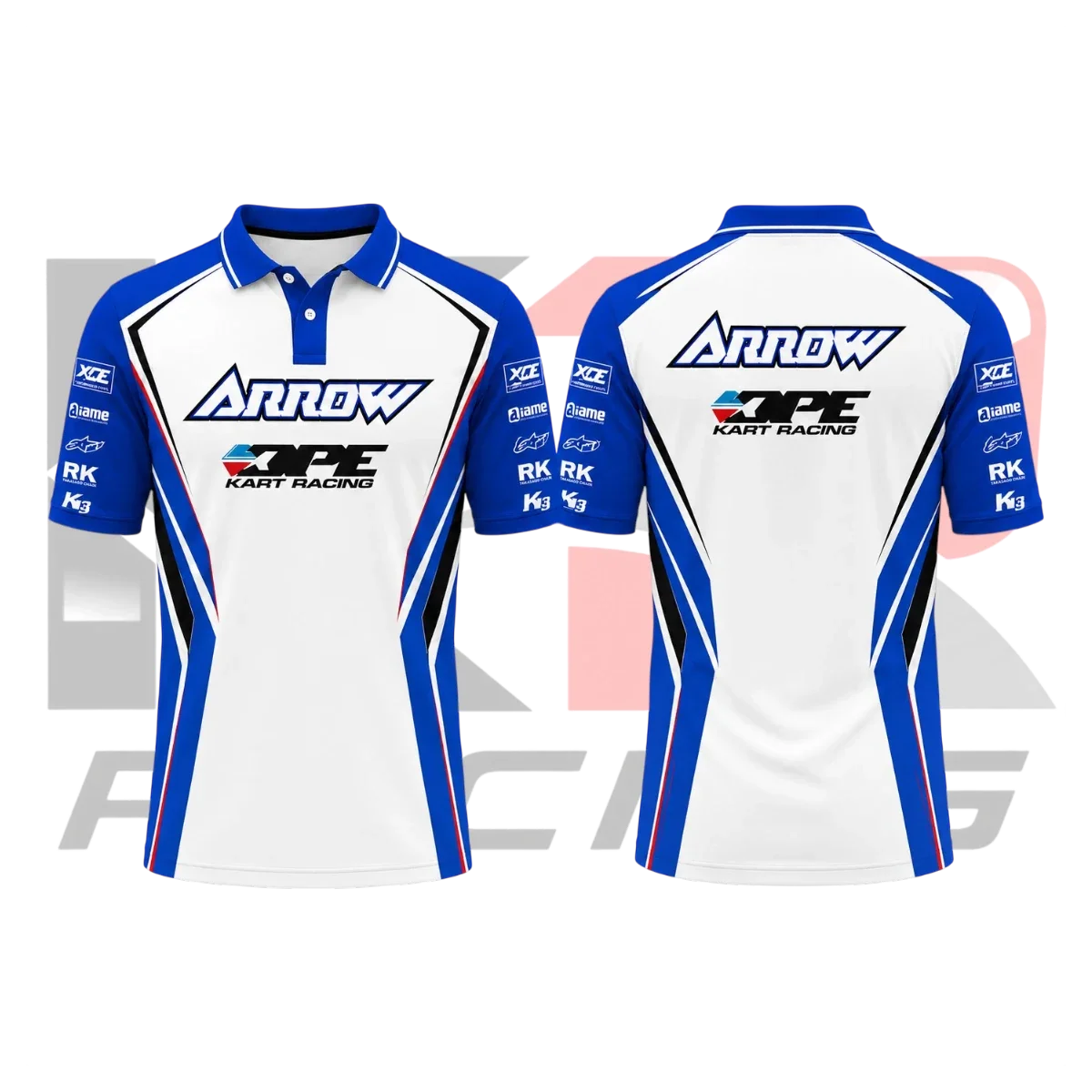 Arrow Kart Racing Polo Shirt Blue & White